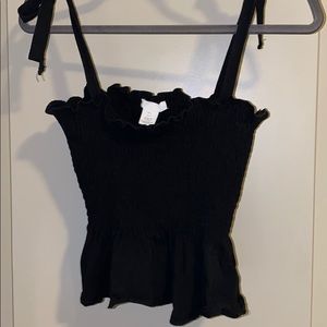 Black tie-strap babydoll tank